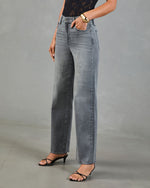 VICI Icon Super Stretch High Rise Raw Hem Straight Color Jeans