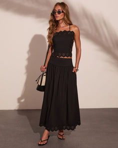 Easy Poise Floral Eyelet Maxi Skirt