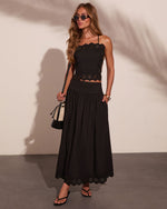 Easy Poise Floral Eyelet Maxi Skirt