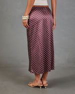 Alirah Satin Polka Dot Midi Skirt