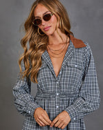 Charlotte Contrast Corduroy Collar Plaid Mini Dress