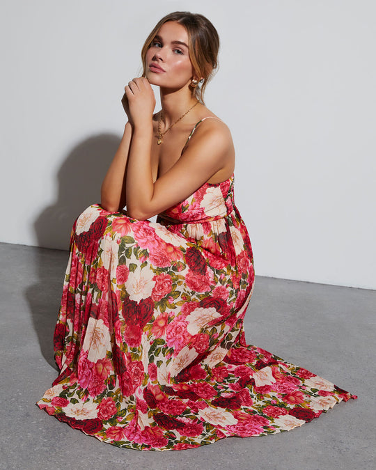 Naomie Floral Pleated Maxi Dress
