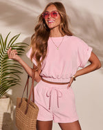 Pink % Geniva Drawstring Sweat Shorts-6