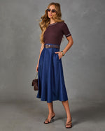 Fall Calling Belted Color Block Maxi Dress