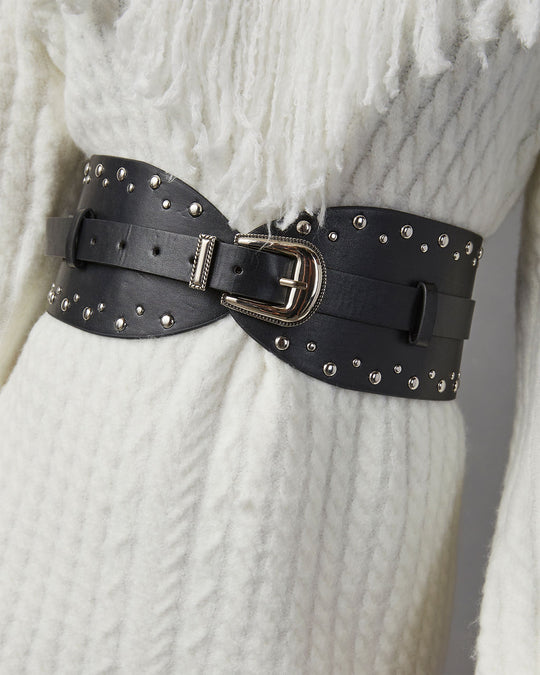 Bling It On Studded Faux Leather Wide Belt
