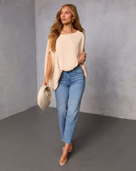 Champagne % Mallena Slit Sleeve Top-6