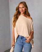Champagne % Mallena Slit Sleeve Top-1