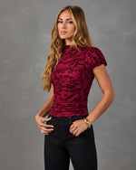 Candlelight Plans Floral Velvet Mesh Blouse