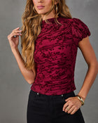 Candlelight Plans Floral Velvet Mesh Blouse