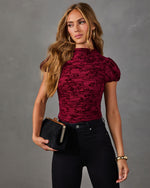 Candlelight Plans Floral Velvet Mesh Blouse