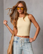 Yellow % Veneta Ribbed Tank Top-1