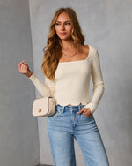 Cream % Between Moments Scallop Trim Top-5
