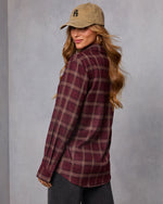 Muted Ember Plaid Button Down Top