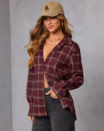 Muted Ember Plaid Button Down Top