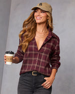 Muted Ember Plaid Button Down Top