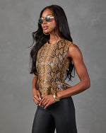 Autumn Prowl Vegan Leather Animal Print Peplum Top
