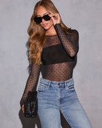 Jesayln Sheer Polka Dot Bodysuit