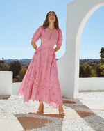 Barbie Pink % Anisa Eyelet Puff Sleeve Cutout Maxi Dress-1