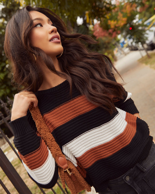 Black % Younes Button Detailed Striped Knit Sweater-2
