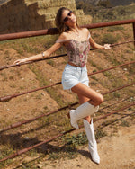 Light Wash % Chavira High Rise Vintage Denim Shorts-2