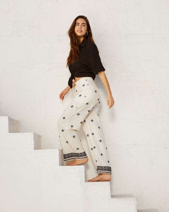 Kristy Printed Linen Trousers