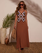 Oceanside Halter Crochet Maxi Dress