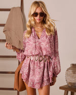 Hollow Stitch Paisley Mini Dress