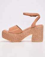 Cognac % Briellee Chunky Platform Heeled Sandals-4