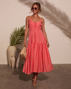 Coral % Riviera Romance Ruched Tiered Maxi Dress-1