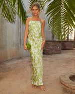 Lime/Multi % Katniss Strapless Open Back Satin Maxi Dress-1