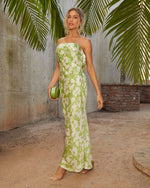 Lime/Multi % Katniss Strapless Open Back Satin Maxi Dress-3