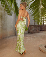 Lime/Multi % Katniss Strapless Open Back Satin Maxi Dress-4
