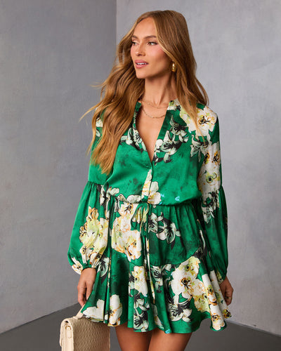 green emerald velvet dress Idina Drawstring Mini Dress  Pieces & Peaches