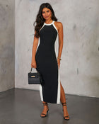 Black/White % Keila Sleeveless Midi Dress-1