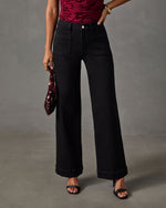 Rugged Charm Stretch High Rise Wide Leg Color Jeans
