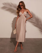 Latte % Hollywood Dreams Pleated Tie Back Midi Dress-1
