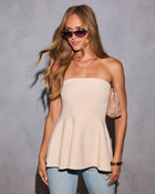 Ecru % Cadee Strapless Peplum Top-1