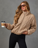 Luxe Embrace Cable Knit Funnel Neck Jacket