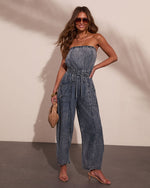 Vintage Outlaw Strapless Chambray Jumpsuit