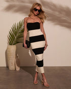 Anika Striped Bodycon Midi Dress