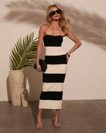 Anika Striped Bodycon Midi Dress