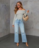 Grey % Needed Me Ruched Off The Shoulder Top-8