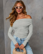 Grey % Needed Me Ruched Off The Shoulder Top-7