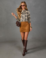 Harvest Escape Cotton Plaid Button Down Top