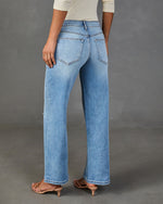 Grace Stretch Mid Rise Distressed Straight Leg Jeans