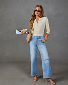 Grace Stretch Mid Rise Distressed Straight Leg Jeans