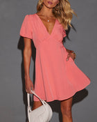 Coral % Maddy Puff Sleeve Baby Doll Mini Dress-1