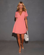 Coral % Maddy Puff Sleeve Baby Doll Mini Dress-2