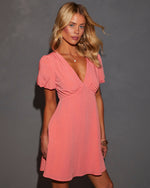 Coral % Maddy Puff Sleeve Baby Doll Mini Dress-3
