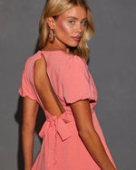 Coral % Maddy Puff Sleeve Baby Doll Mini Dress-5